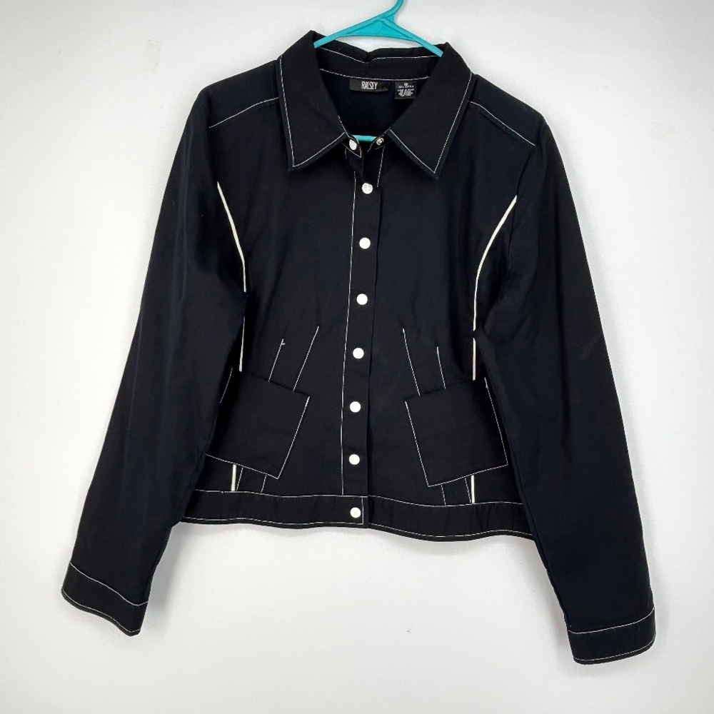 Ralsey Womens Size 10 Snap Front Lightweight Jacket Midnight Blue Cotton LS